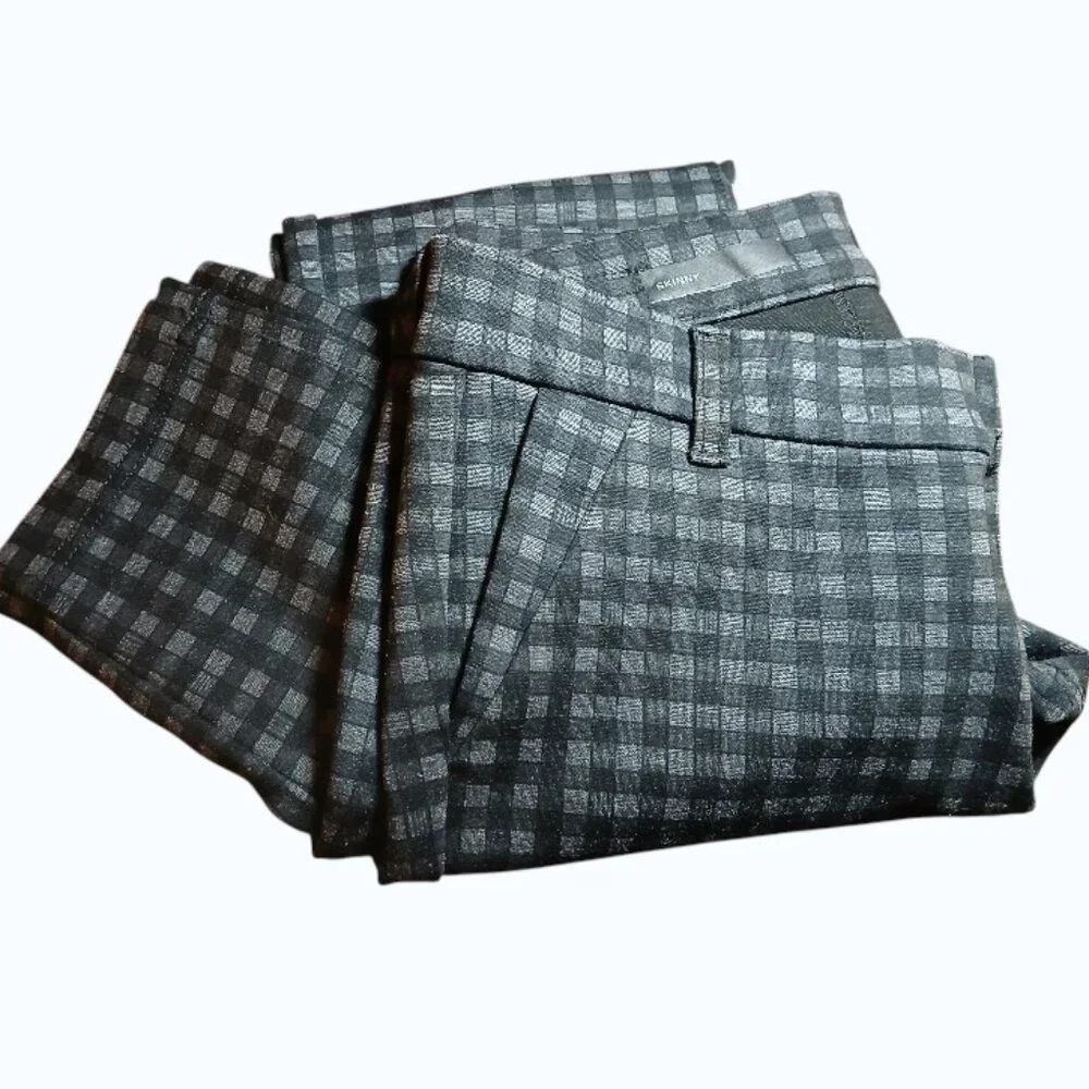 KUT FROM THE KLOTH Black/Gray Check Straight Leg Stretch Pants